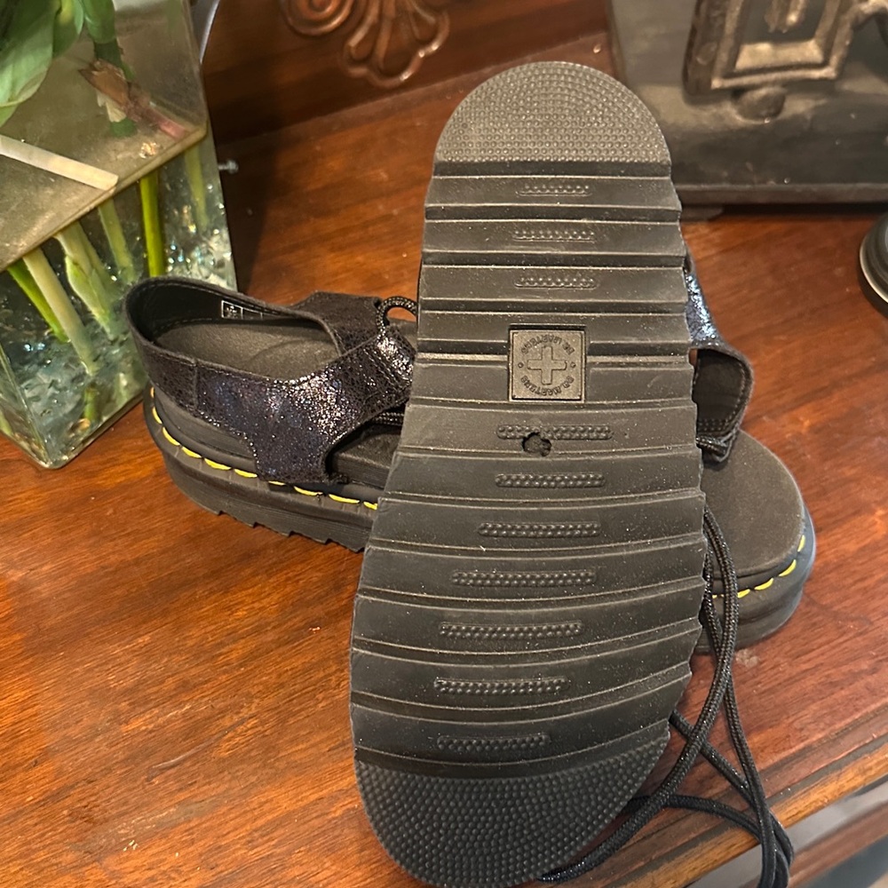 ✔️#66 Dr. Martens Black Glitter Platform Nartilla Gladiator Sandals - Picture 7 of 9
